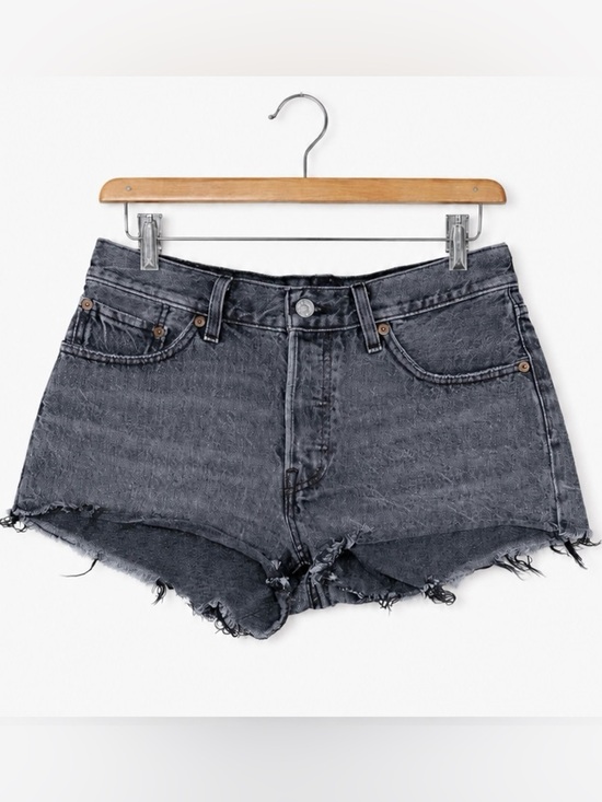 Levi's Pants - Levi’s 501 High Rise Cut Off Shorts 27 Black Grey Wash Button Fly Denim